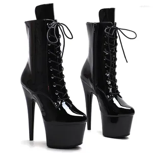 Dance Shoes Auman Ale 17CM/7inches PU Upper Sexy Exotic High Heel Platform Party Women Ankle Boots Pole 003