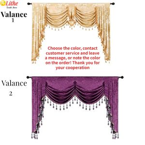 Curtains Luxury Curtains Valance Drapes for Living Room Hall Bedroom Doorway Windows Decor Swag Waterfall with Tassel Beads Fringe Trim