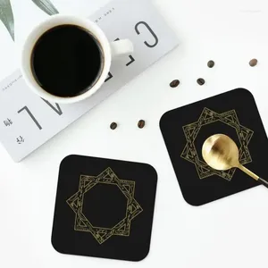 Bordmattor Ramadan-Eid-Mubarak Coasters Kitchen Placemats Non-Slip Isolation Cup Coffee For Decor Home Table Seary Pads Set of 4