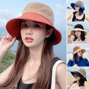 Cappelli a tesa larga Cappello estivo a secchiello pieghevole Cappello da sole portatile da donna Protezione UV traspirante Panama