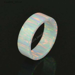 Cluster Rings New fashion Elegant women OP17 rainbow white round circle synthetic opal ring for gift L240315