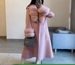 FUR FUR FUA FAUX KURTA Zimowa długa kaszmirowa mieszanka wełny prawdziwy płaszcz naturalny mankiety mankiet mody marki odzieży wierzchniej 2209301908997