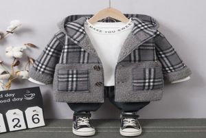 s Winter Children Boy Clothing Plaid Baby Boys Plush Coat England Style Mediumlong Singlebreasted Trench Babys Outerwear2863889