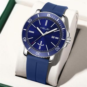 Wristwatches HELEI Sport Men Watch Top Military Army Waterproof Male Clock Quartz Business Original Silicone Wristwatch 9002