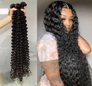 Indyjskie głębokie kręcone włosy 16 18 20 22 24 28 30 cali Indie Curl Curls Wave Body Fael 4 Wingesty Human Hairs Wydłużenie 32 341862613