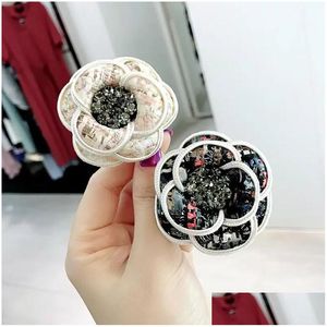 Pins Brooches Pins Classic Woman Big Flower With Shiny Rhinestone Fabric Brooch Pin Fashion Jewelry Suits Coat Clothing Accessories Dh2Xj