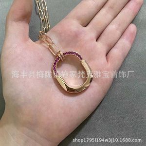 Designer ROSE Same Design Sense Small Lock Head U-shaped Diamond Necklace Couple Collar Chain Boutique EI33