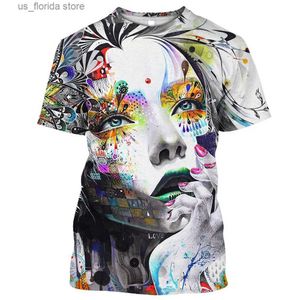 T-shirt da uomo 2022 T-shirt da uomo nuova stampa 3D Body Art Abbigliamento da uomo Ts O Collo Camicia casual oversize a maniche corte Cool Hip Hop Strtwear Y240315