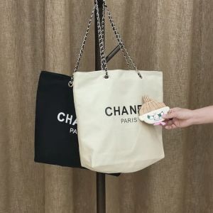 Designer Shopping Bag Black Beige Letter Casual Canvas Bag Chain Strap Bag Portable and Reusable