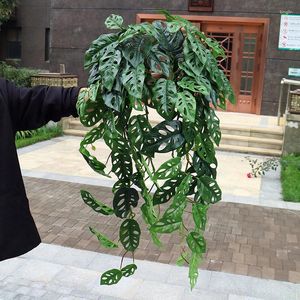 Decorative Flowers 76cm Artificial Hanging Vines Plants Fake Wall Indoor Long Leafs Rattan Green Ivy For Room Garden Decor