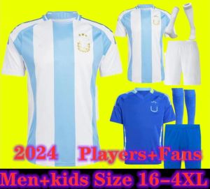 S-4XL 24 25 MESSISS Argentinas Home Away Jerseys de futebol 2024 J.AAREZ DI MARIA DYBALA MARTINEZ ALLISTER MARADONA Homens Crianças Camisa de futebol Fãs Jogador