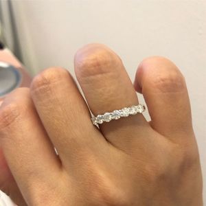 GEM'S BALLET 925 Sterling Silver Moissanite Ring Jewelry 0 7Ct VVS1 Half Eternity Band Moissanite Diamond Wedding Ring For Wo325y