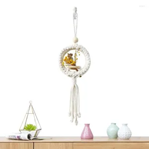 Decorative Figurines Woven Macrame Wall Decor Bohemian For Bedroom Cotton Rope Flower Basket Design Ornaments