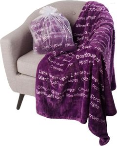 Blankets Healing Thoughts Throw Blanket Comfort Gifts Spread Positive Energy Send Hugs with Inspirational 50"x60" (purple)