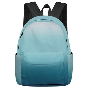 Plecak niebieski gradient Ombre Women Man Plecaks Waterproof Multi-Pieszenia Szkoła dla studentów chłopców dziewczyn