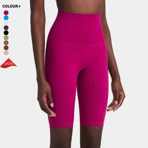 Lu Align Lemon Summer 11 Inch Yoga Women Inseam Längd Lycra Tygträning Running Shorts Solid Color Gym Tights Kvinnliga korta leggings Jo