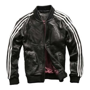 Hot Sale Sheep Baseball Genuine Leather Jacket Men 29