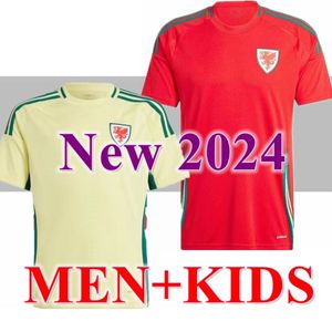 2024 25 País de Gales Futebol Jerseys Bale Wilson Allen Ramsey World National Team Cup Rodon Vokes Home Camisa de Futebol de Manga Curta Adulto Uniformes Fãs Versão do Jogador