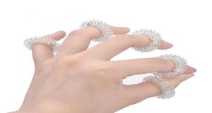 Silver Massage Acupuncture Finger Rings Health Care Acupressure Hand Massager Pain Relief Stress Relief Help Sleep Tools 100pcs9160966