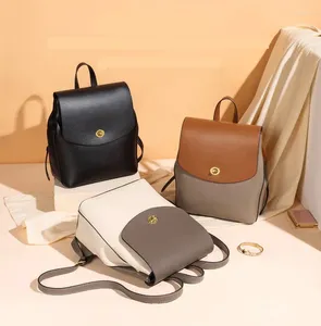 Sacos escolares de couro genuíno mulheres mochilas casuais estilo coreano menina moda viagem feminina