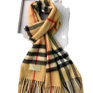 Новый классический клетчатый женский дизайнерский мужской шарф из 100% кашемира с принтом для мягкого прикосновения, теплые и маркированные осенне-зимние длинные шали