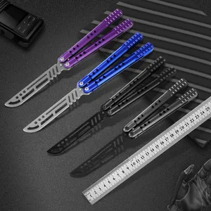 Andux Balisong butterfly trainer knife CNC 6063 Aluminum Handle Effective Bushing System Lock Free CNC3