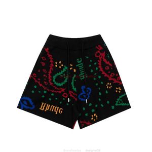 Designer Short Fashion Casual Clothing Beach Shorts Rhude Cashew Flower Colorful Sticked Jacquard Drawstring Shorts American High Street Casual Beach Capris Jogg