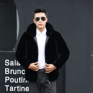 Mens Imitation Fur Coat Mink Slim Short Hooded Lapel Casual Mens Online Popularity Live Broadcast and Goods