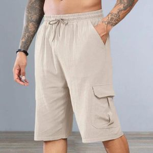 Pantaloncini da uomo con coulisse cargo versatili con chiusura elastica in vita tasche multiple per casual
