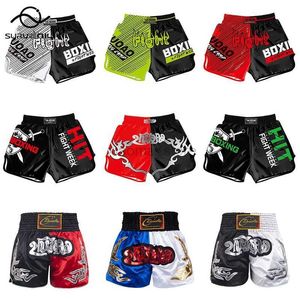 Homens Swimwear Muay Thai Boxing Shorts Barato Sanda Grappling Kickboxing Calças de Treinamento Homens Mulheres Impressão MMA Crianças Adulto Tiger Fighting Trunks 240315