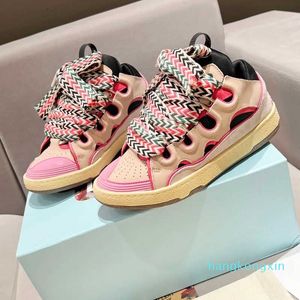 Luxury Designer Casual Shoes Fashion Leather Curb Sneakers Pairs Lace-up Extraordinary