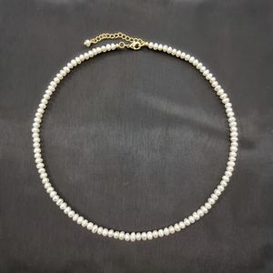 4 mm biały naszyjnik z perłami słodkowodnej 14 -karatowy złoto Regulowany łańcuch Perły Perły Kościk Znakomity Choker Collier Perles Perlas Women 240305