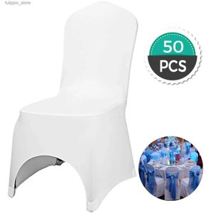 Stol täcker vevor 50 datorer vit stol täcker polyester spandexstol täcker stretch slipcovers för bröllopsfest mat bankett l240315