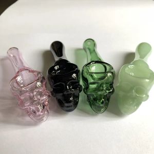 Tubo di vetro da 4 pollici con teschio Dab Rigs Fumatori Bong d'acqua Ciotole Olio per unghie Tabacco Pipa ad acqua in vetro Bruciatore a olio Bubblers LL