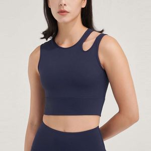 Lu Align Lemon Oneshoulder Fiess Твердый вырез с цветным ремнем Спортивный бюстгальтер Женский тренажерный зал Ударопрочный бюстгальтер без косточек Push Up Бесшовное нижнее белье Нагрудник le