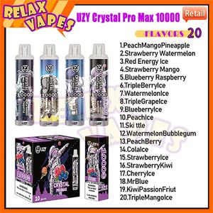 Original UZY Crystal Pro Max 10k Puff Vapes Pen 1,2 Ohm Mesh Coil 16 ml vorgefüllter Pod 650 mAh Akku wiederaufladbare elektronische Zigaretten Einweg 10k 0 % 2 % 3 % 5 % Füllstandsstärke