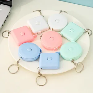 Keychains Simple Mini Tape mäter liten mjuk linjal bärbar läder ren färgmätare nyckelring nyckelring