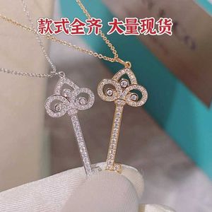 Designer V Gold Material Pure Silver tiffay and co Rose Full Diamond Key Necklace Sweater Chain Electric 18K