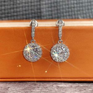 Charm Moissanite Drop Earrings 925 Silver Women Luxury Real Gra I CT Bridal Wedding Engagement Earing Fine SMEEXKE Free Fraktl2403