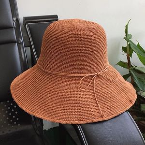 Womens Hat Bone Straw Hat Bucket Hat Patchwork Sun Visor Crochet Hat Ladies Luffy Straw Hat Cap för kvinnor Partihandel 240314