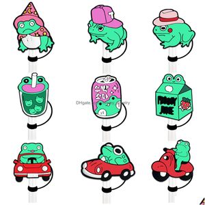 Drinking Sts 20Colors Girls Frog Milk Tea Sile St Toppers Accessories Er Charms Reusable Splash Proof Dust Plug Decorative 8Mm/10Mm Dr Otwtr