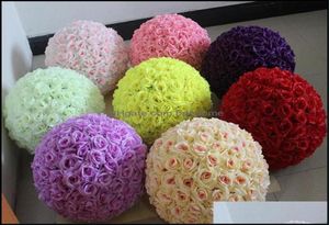 Kissing Balls 624 Inch1560Cm Wedding Silk Pomander Flower Ball Stili di crittografia artificiale per la decorazione della casa del partito Drop Del6608430