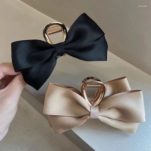 Hårklipp 2024 Big Bow Satin Barrette Metal Acrylic Crab Cross Hairpin Korean Women Fashion Accessories