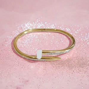 pulseira de tira simples moda jóias de luxo pulseira 18k ouro rosa e prata titânio aço diamante pulseira de alta qualidade não desbotamento