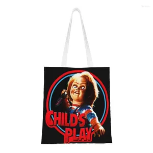 Shopping Bags Custom Child's Play Chucky Canvas Women Reusable Groceries Horror Movie Shopper Tote