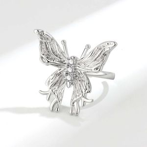 Butterfly Zircon Ring for Women's Instagram, Small Unique Design, Light Luxury, Exquisite, High Grade, Personalized, Cold Trendy, Simple and Stylish