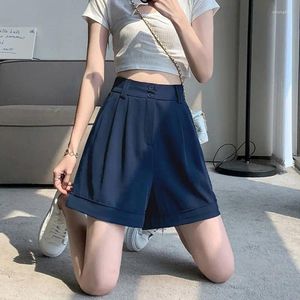 Women's Shorts White Suit Women High Waist Button Pockets Straight Solid Ladies Summer Office Loose Fashion Pants A43