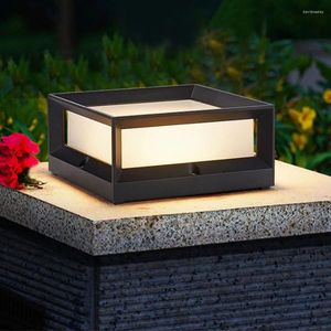 Outdoor Modern Solar Post Light LED Fence Deck Cap IP54 Waterproof Lantern Column Lamp For Patio Garden Decor