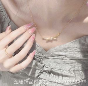 Designer Yang Mi Sun Yizhen Stesso stile tiffay and co Collana con nodo Collana in acciaio al titanio con catena semplice incolore di alta qualità