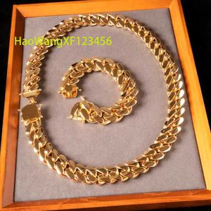 Partihandel 24K Gold 20mm Custom Gold Cuban Chain Hip-Hop Miami Cuban Halsband Trend Cuban Necklace